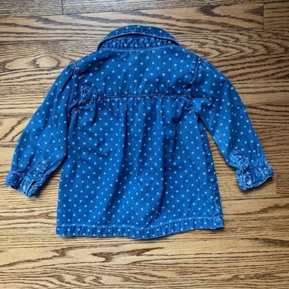 Carter's Baby Girl White Polka-Dot Denim Dress 18M - Picture 4 of 4